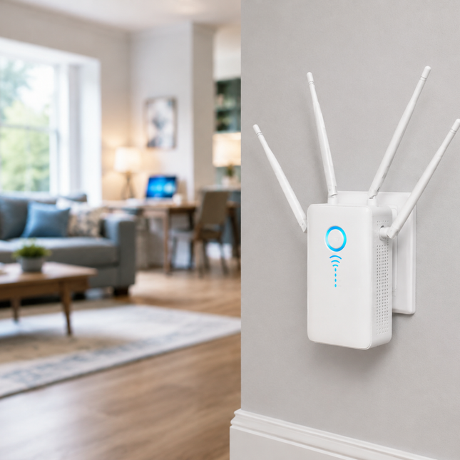 WiFi Extender for Home, 1200Mbps WiFi Range Extender and Signal Booster, Plug In WiFi Repeater with 4 Antennas
