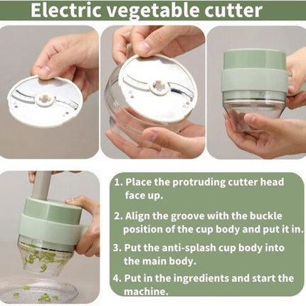 Electric Vegetable Chopper, 4 in 1 Mini Food Processor with Chopping and Slicing Blades – image 8