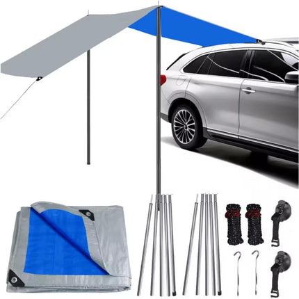 Waterproof Car Side Awning Pull Out Kit, PE Rooftop Canopy Sun Shade and Rain Shelter for SUV Truck and Van Camping, 2x3M 2.7x4M or 3x3M