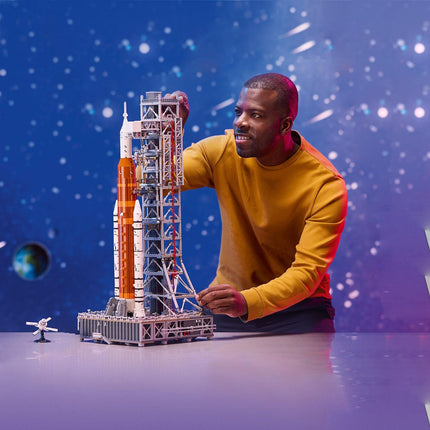 3601 Piece Space Rocket Model Building Set with Retractable Launch Tower and Display Stand