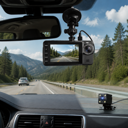 Wireless front and rear dash cam, 1080p HD car dashboard camera with night vision, 170 degree wide angle lens