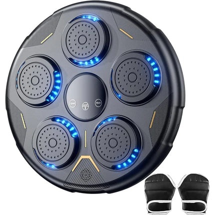 Wall Mounted Music Boxing Machine, Bluetooth Reaction Light Punching Trainer with Adjustable Speed and Modes, No Drill Home Setup