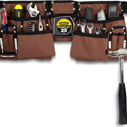 Heavy Duty Tool Belt, Electrician Tool Belt with 11 Pockets, Carpenter Tool Pouch Belt with Hammer Loops