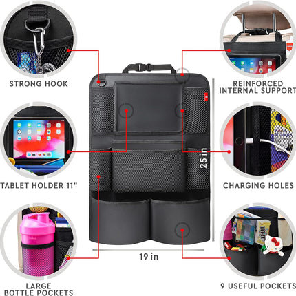 Car Organizer 2 Pack, Back Seat Organizer with Car Tablet Holder
