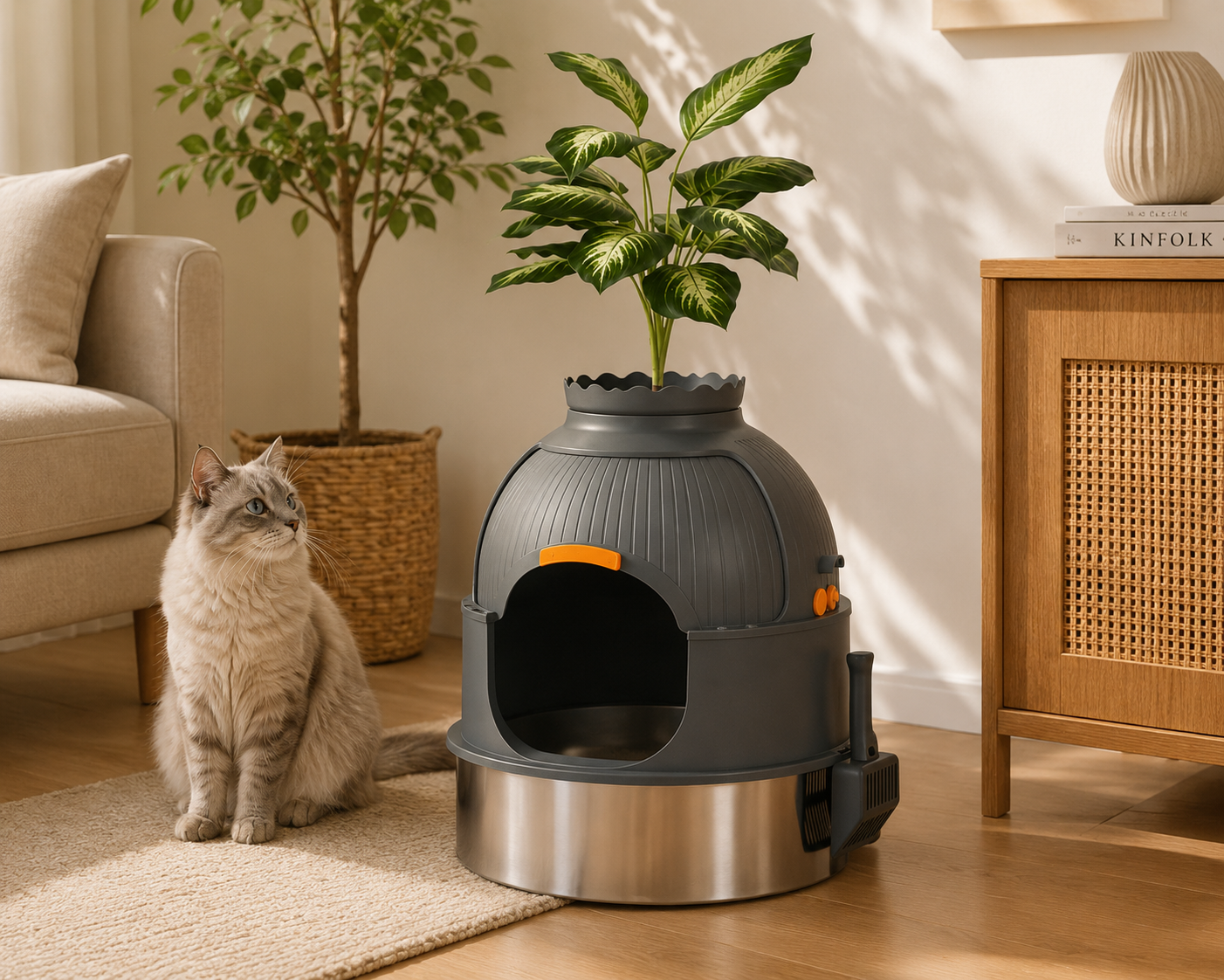 Tuzwa Extra Large Enclosed Cat Litter Box | Semi-Closed High-Sided Litter Tray with Odor Control | Easy-Clean Cat Toilet for Indoor Cats