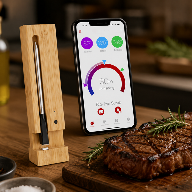 Wireless Meat Thermometer for Grill and Oven, Bluetooth Meat Thermometer with Dual Probe, Digital Meat Thermometer