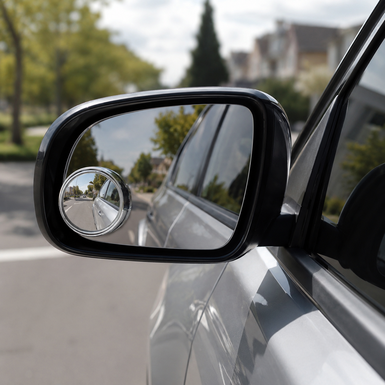 Tuzwa Blind Spot Mirror for Car – 55mm Convex Side Mirror with 360° Rotation, Vacuum Suction Mount, Anti-Fog & Anti-Rain Coating