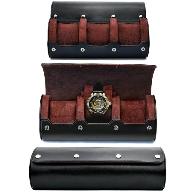 Watch Boxes for 3 or 6 Watches, PU Leather Travel Watch Cases with Suede Interior