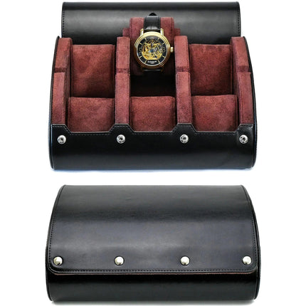 Watch Travel Case for 3 or 6 Watches, PU Leather Watch Roll Storage Box with Soft Suede Interior and Sliding Cushions