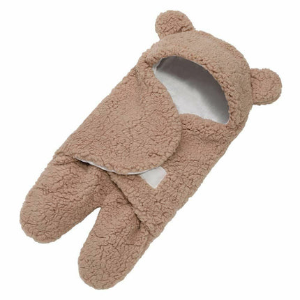 Baby Swaddle Sleeping Bag with Bear Hoodie, Newborn Swaddle Wrap, Windproof Hood – image 8