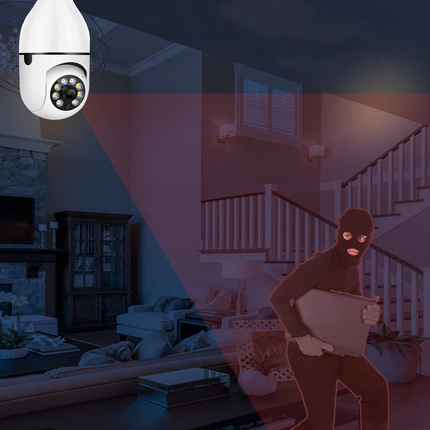 Wireless light bulb security camera, HD WiFi bulb cam with 355 degree pan, night vision and two-way audio
