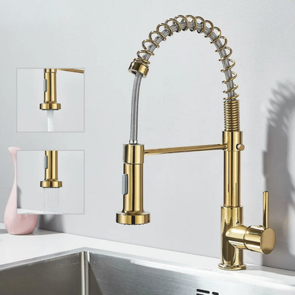 Pull Down Kitchen Faucet with Sprayer, Kitchen Sink Faucet with Dual Swivel Spout – image 10