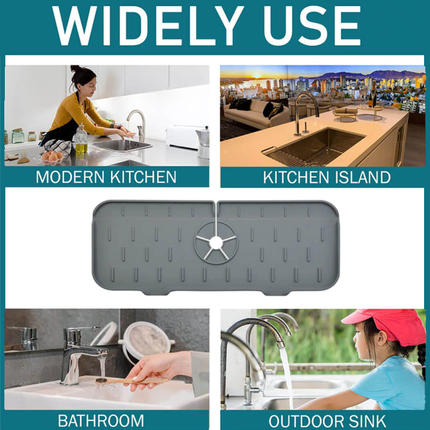 Silicone Sink Mat and Water Absorbing Mat, Faucet Drip Tray with Adjustable Hole – image 6