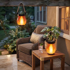 Solar Lanterns Outdoor, Hanging Lantern with Flickering Flame Light, Rechargeable Solar Porch Light and Deck Light