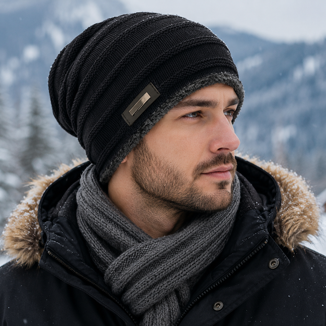 Beanies for Men, Thick Warm Mens Beanie Hat, Insulated Knit Winter Hats for Men, Ski Beanie for Cold Weather