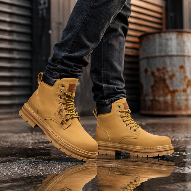 Boots for Men, Waterproof Work Boots with Non Slip Comfort Sole, Leather Boots Men for Office, Rain and Snow