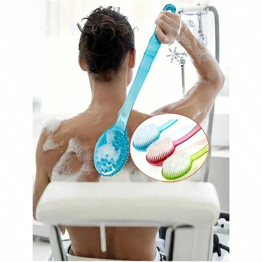 Tuzwa Exfoliating Bath Scrubber with Long Handle – Soft Bristle Body Brush for Shower, Deep Cleaning, Back Scrubbing & Gentle Exfoliation