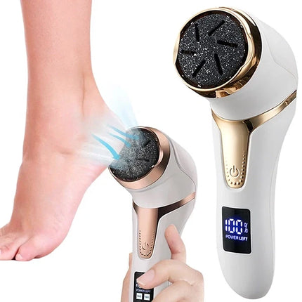 Electric Vacuum Callus Remover for Feet, Rechargeable Waterproof Foot File with Three Heads, Two Speeds and LCD Display