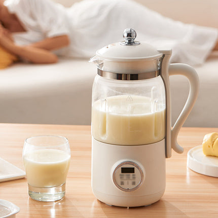 Soy Milk Maker with Heating, Filter Free Soybean Milk Machine with 18/16 Steel Blades and Cleaning Mode