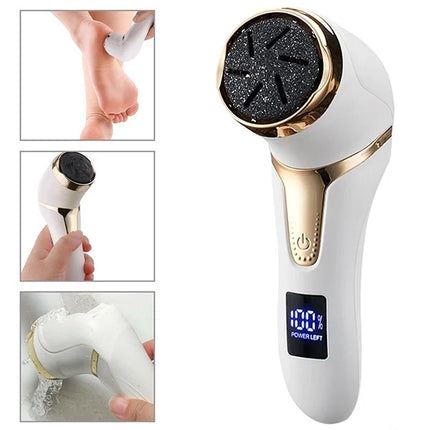 Electric Vacuum Callus Remover for Feet, Rechargeable Waterproof Foot File with Three Heads, Two Speeds and LCD Display