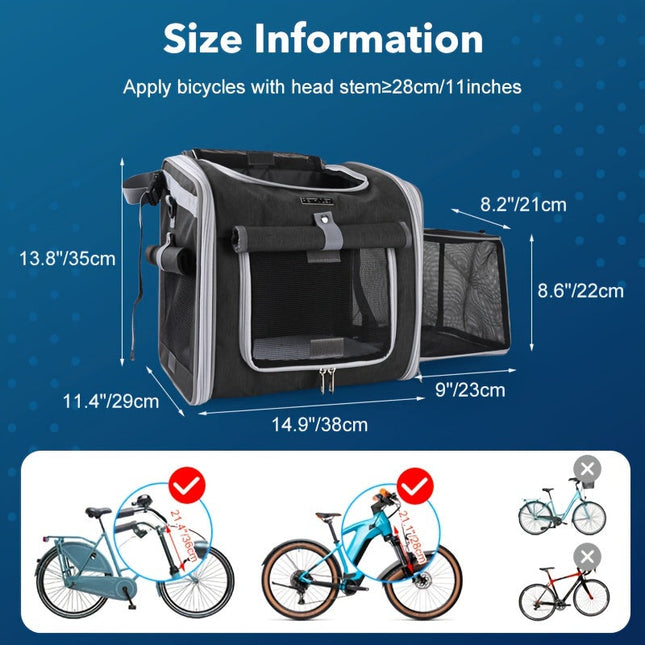 Front Bike Basket for Small Dogs and Cats, Expandable Dog Bike Basket