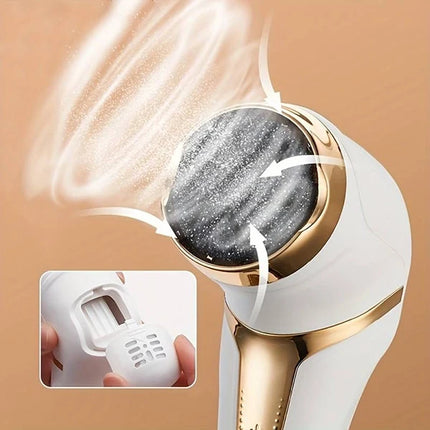 Electric Vacuum Callus Remover for Feet, Rechargeable Waterproof Foot File with Three Heads, Two Speeds and LCD Display