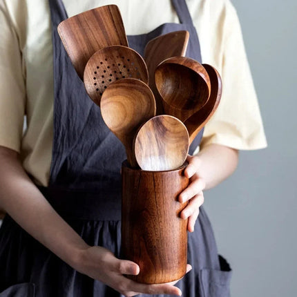 Wooden Kitchen Utensil Set, Wooden Spoons for Cooking – image 6