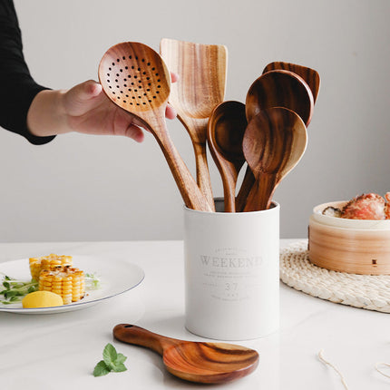 Wooden Kitchen Utensil Set, Wooden Spatula and Ladle for Nonstick Pans – image 7