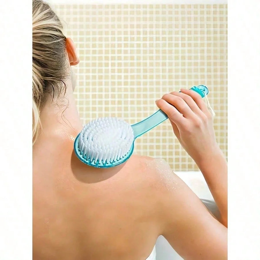 Tuzwa Exfoliating Bath Scrubber with Long Handle – Soft Bristle Body Brush for Shower, Deep Cleaning, Back Scrubbing & Gentle Exfoliation