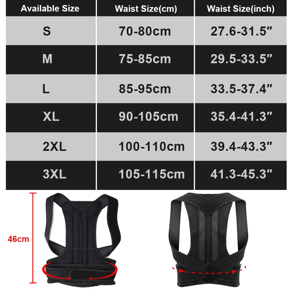 Tuzwa Posture Corrector Back Brace for Men & Women – Adjustable Breathable Full Back Support with Ergonomic Straps
