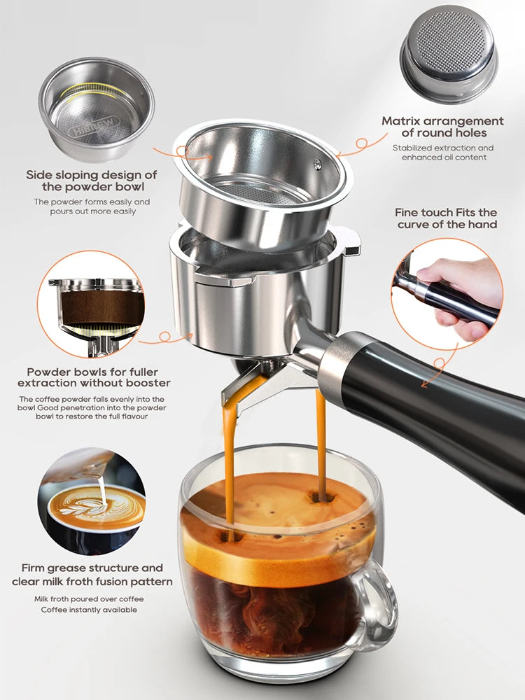 Tuzwa Espresso Coffee Machine | 20-Bar Semi-Automatic Espresso Machine with Temperature Control for Cappuccino, Latte & Espresso