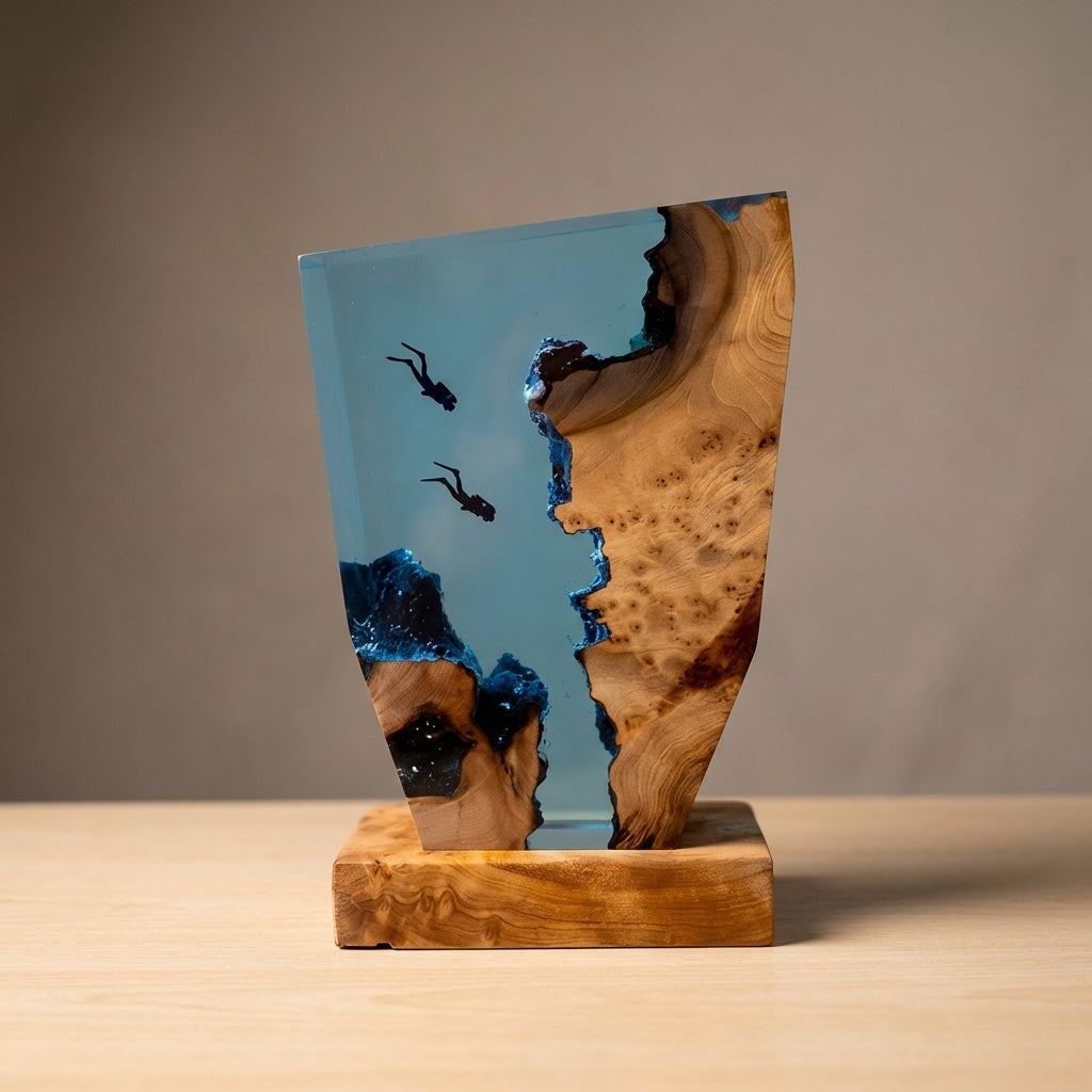AbyssGlow | Artistic Tabletop Lamp with Warm LED Lighting | Unique Ocean-Inspired Design for Calming Ambiance 0