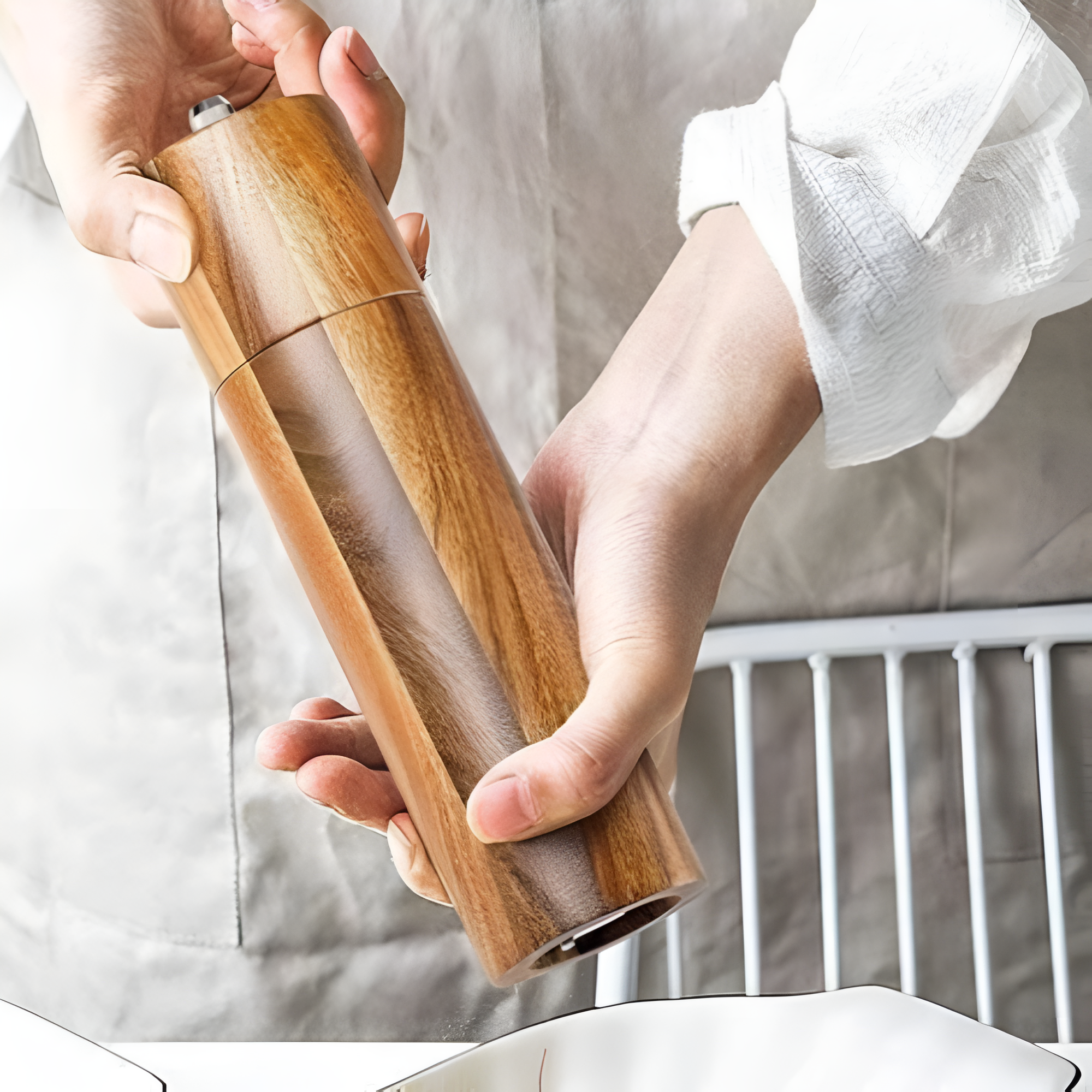 Acacia Wood Spice Grinder Set with Adjustable Coarseness | Elegant Salt and Pepper Mills for Flavorful Meals 0