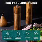 Acacia Wood Spice Grinder Set with Adjustable Coarseness | Elegant Salt and Pepper Mills for Flavorful Meals 2
