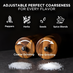 Acacia Wood Spice Grinder Set with Adjustable Coarseness | Elegant Salt and Pepper Mills for Flavorful Meals 4