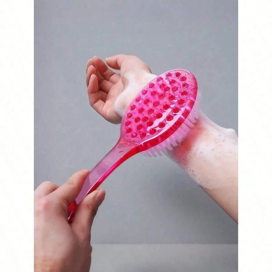 Tuzwa Exfoliating Bath Scrubber with Long Handle – Soft Bristle Body Brush for Shower, Deep Cleaning, Back Scrubbing & Gentle Exfoliation