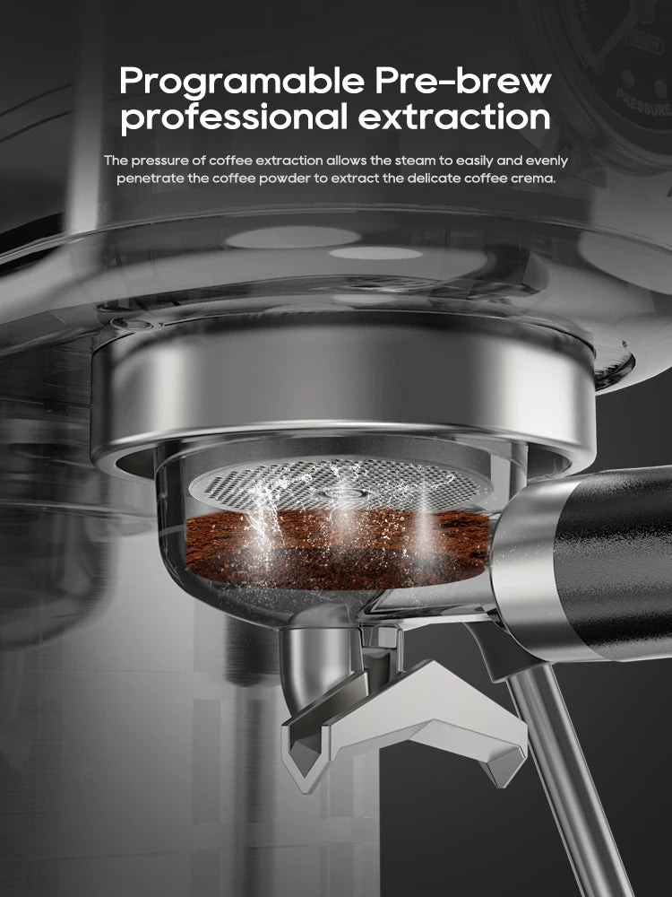 Tuzwa Espresso Coffee Machine | 20-Bar Semi-Automatic Espresso Machine with Temperature Control for Cappuccino, Latte & Espresso