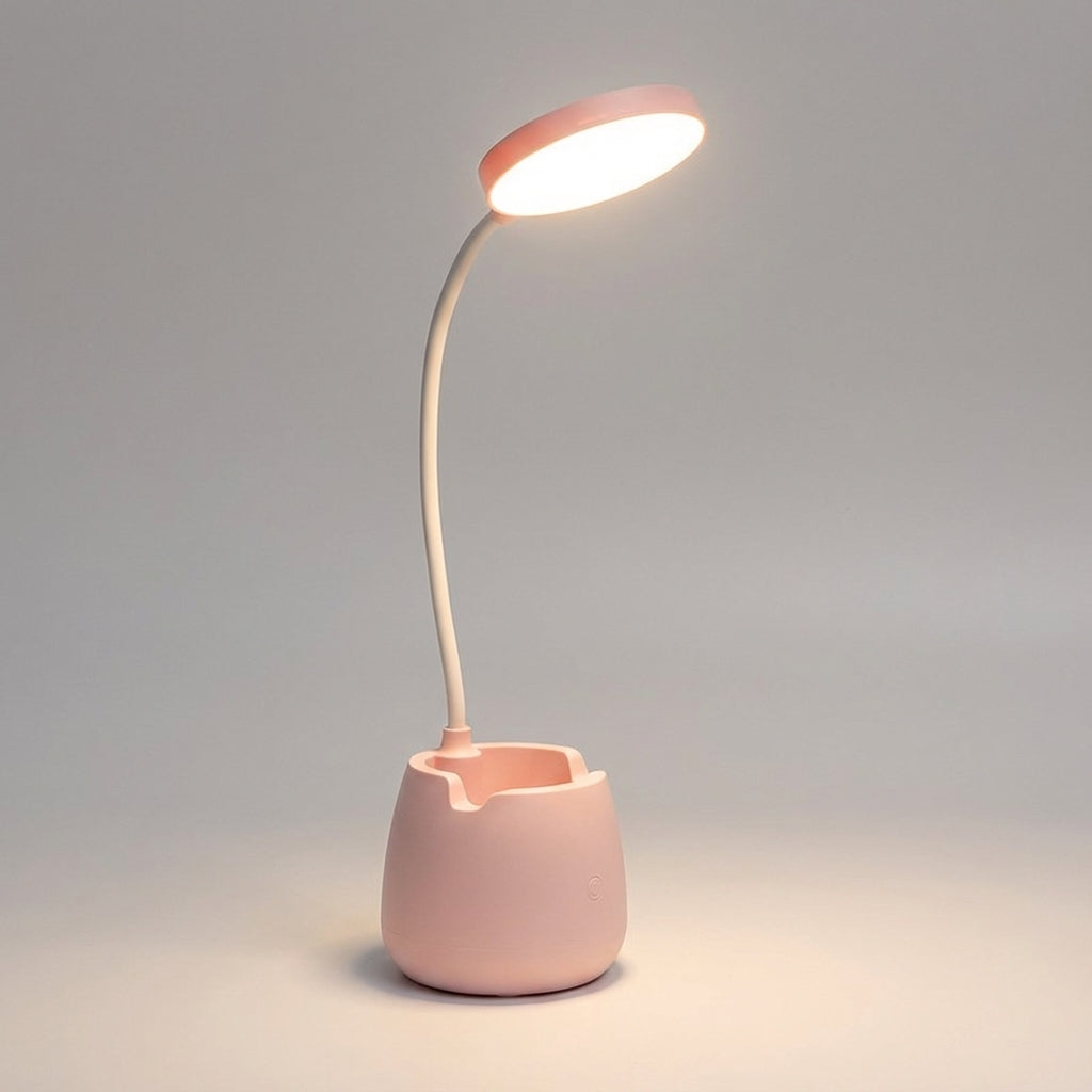 Adjustable Gooseneck Desk Lamp with Integrated Storage | Flexible Lighting for Comfort and Organization 0