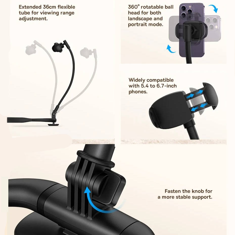 Adjustable Phone Holder | Flexible Stand with 360-Degree Rotation | Hands-Free Viewing for Ultimate Comfort 5