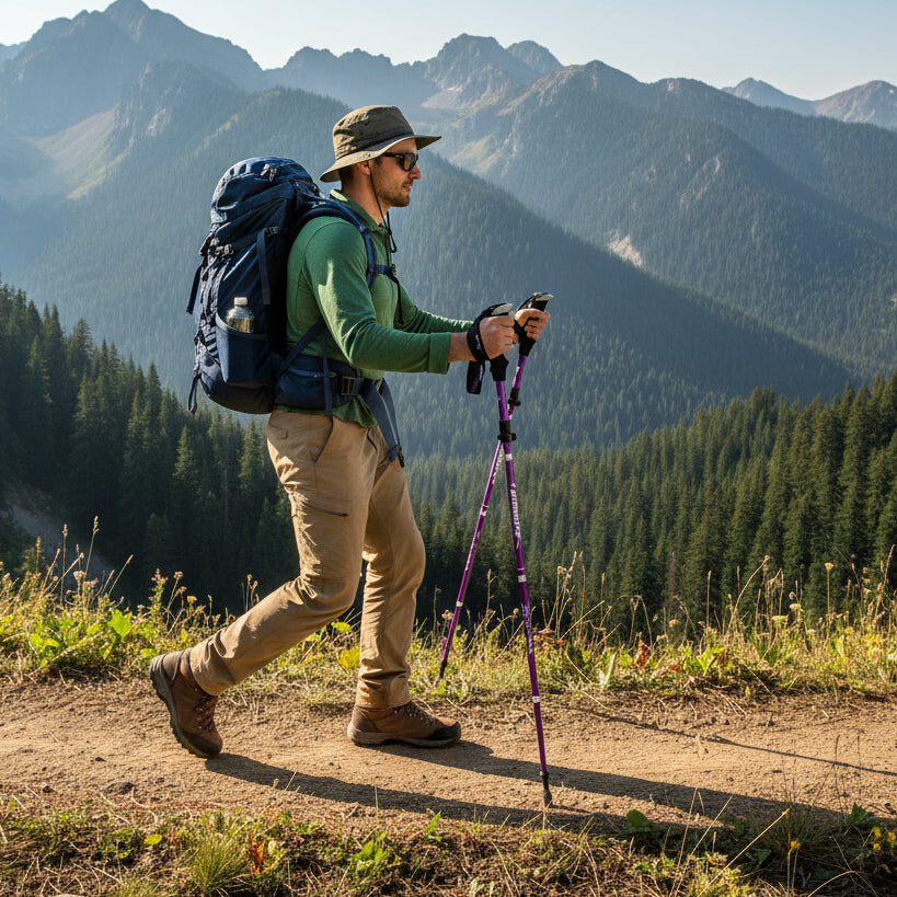 Adjustable Trekking Poles | Lightweight Design with Ergonomic Handles | Perfect Hiking Sticks for Stability and Comfort 0