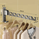 Adjustable Wall-Mounted Clothes Rack with Foldable Design for Space Efficiency 6