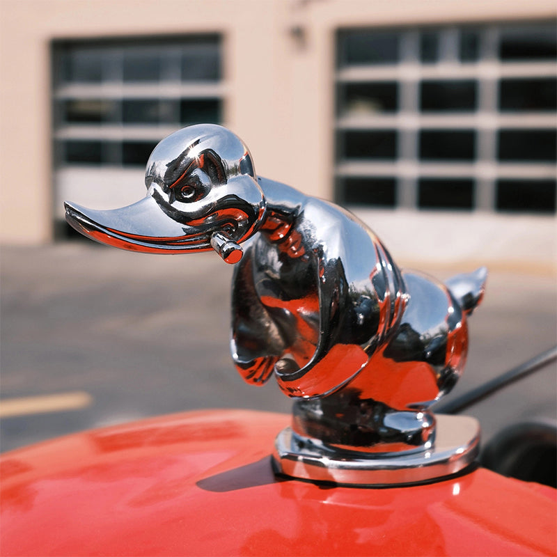Adventure Duck | Angry Rubber Duck Hood Ornament with Chrome Finish | Unique Decor for Car Enthusiasts 0
