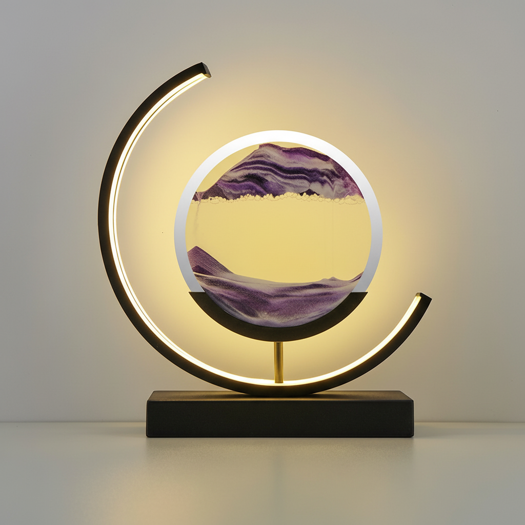 Aequora | Modern 3D Sand Bowl Table Lamp with Soothing LED Light | Artistic Design for Calming Ambiance 11