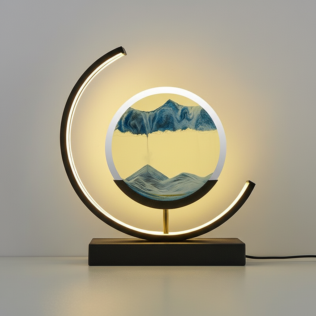 Aequora | Modern 3D Sand Bowl Table Lamp with Soothing LED Light | Artistic Design for Calming Ambiance 6