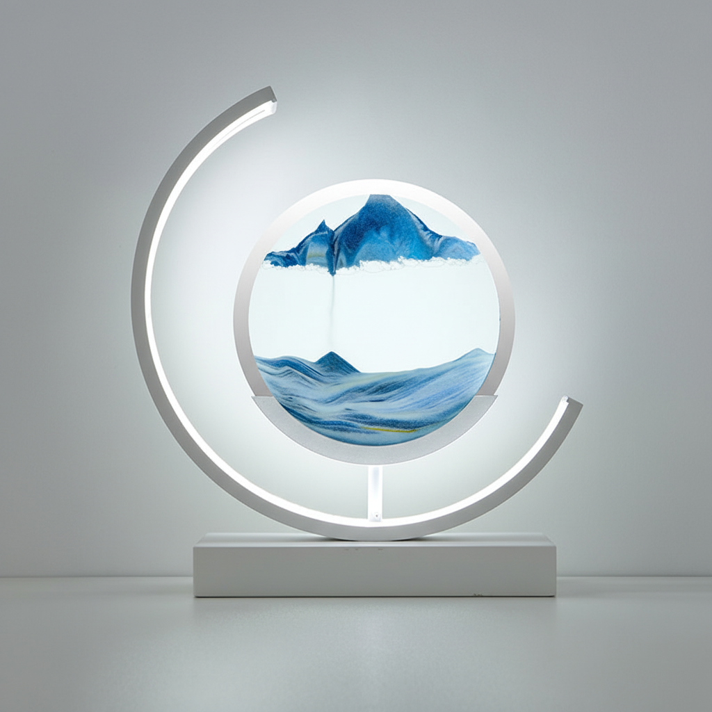 Aequora | Modern 3D Sand Bowl Table Lamp with Soothing LED Light | Artistic Design for Calming Ambiance 8