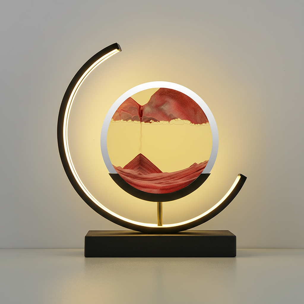 Aequora | Modern 3D Sand Bowl Table Lamp with Soothing LED Light | Artistic Design for Calming Ambiance 9