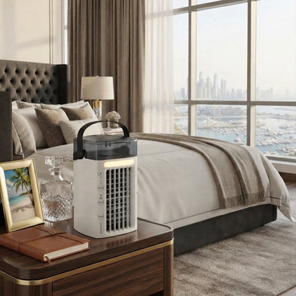 Evaporative Air Cooler, Mini Air Cooler Fan with Water Tank and LED Light, Portable Cooling Device, Water Cooling Fan