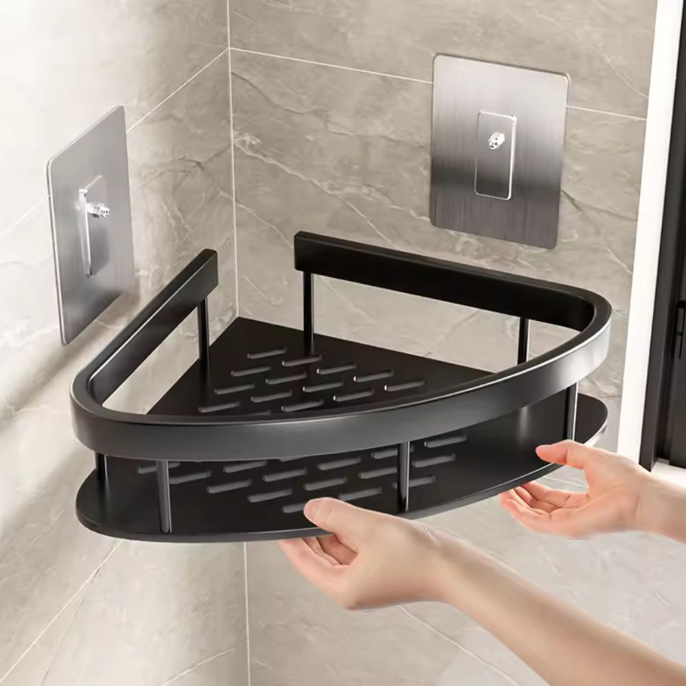 Aluma Curve | Shower Caddy with Open-Frame Design & Adjustable Hook for Modern Bathrooms 6
