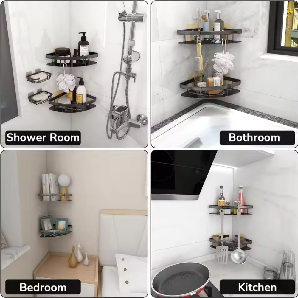Aluma Curve | Shower Caddy with Open-Frame Design & Adjustable Hook for Modern Bathrooms 7