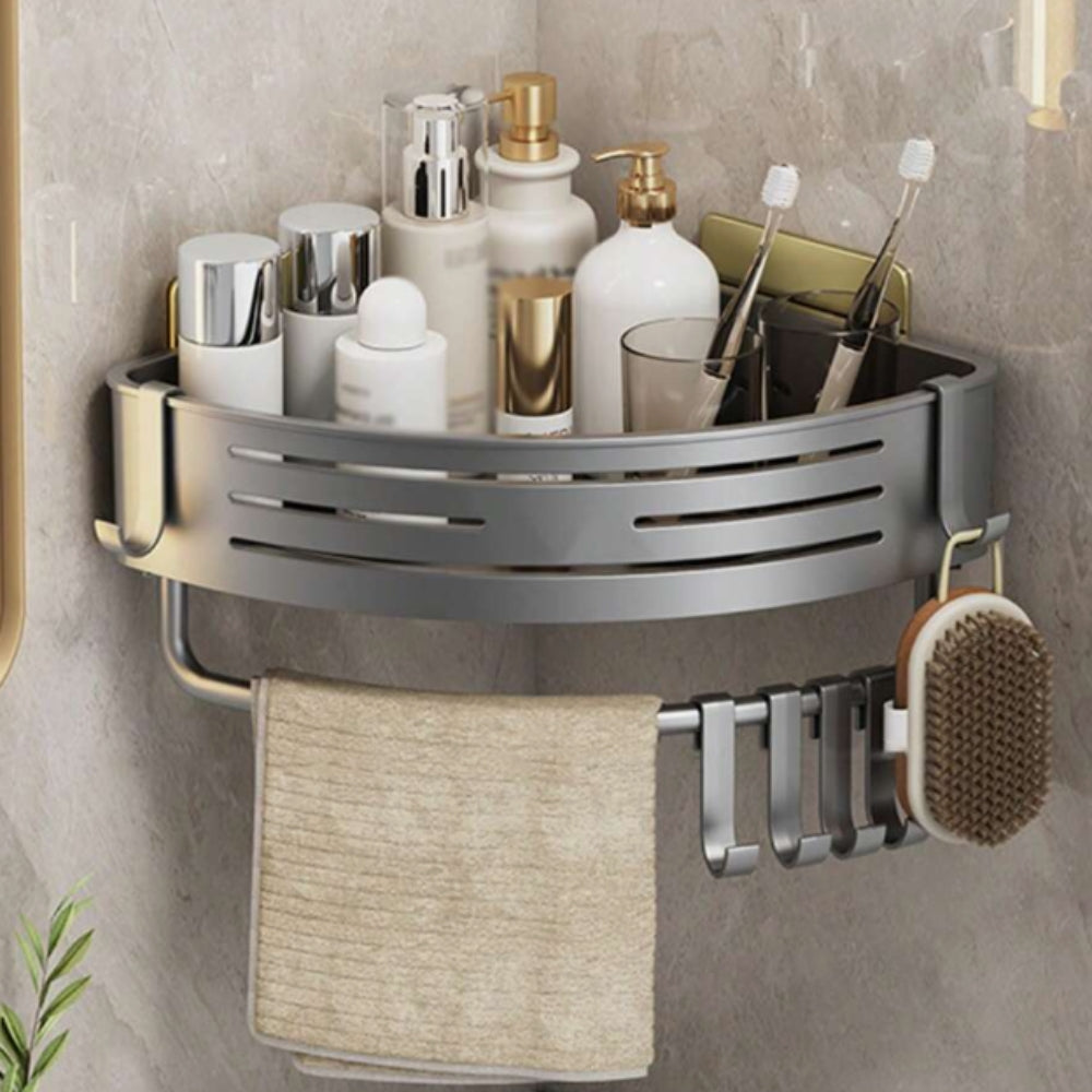 Aluminum Corner Shower Rack with Rust-Resistant Design | Space-Saving Organizer for Bathroom and Kitchen 0